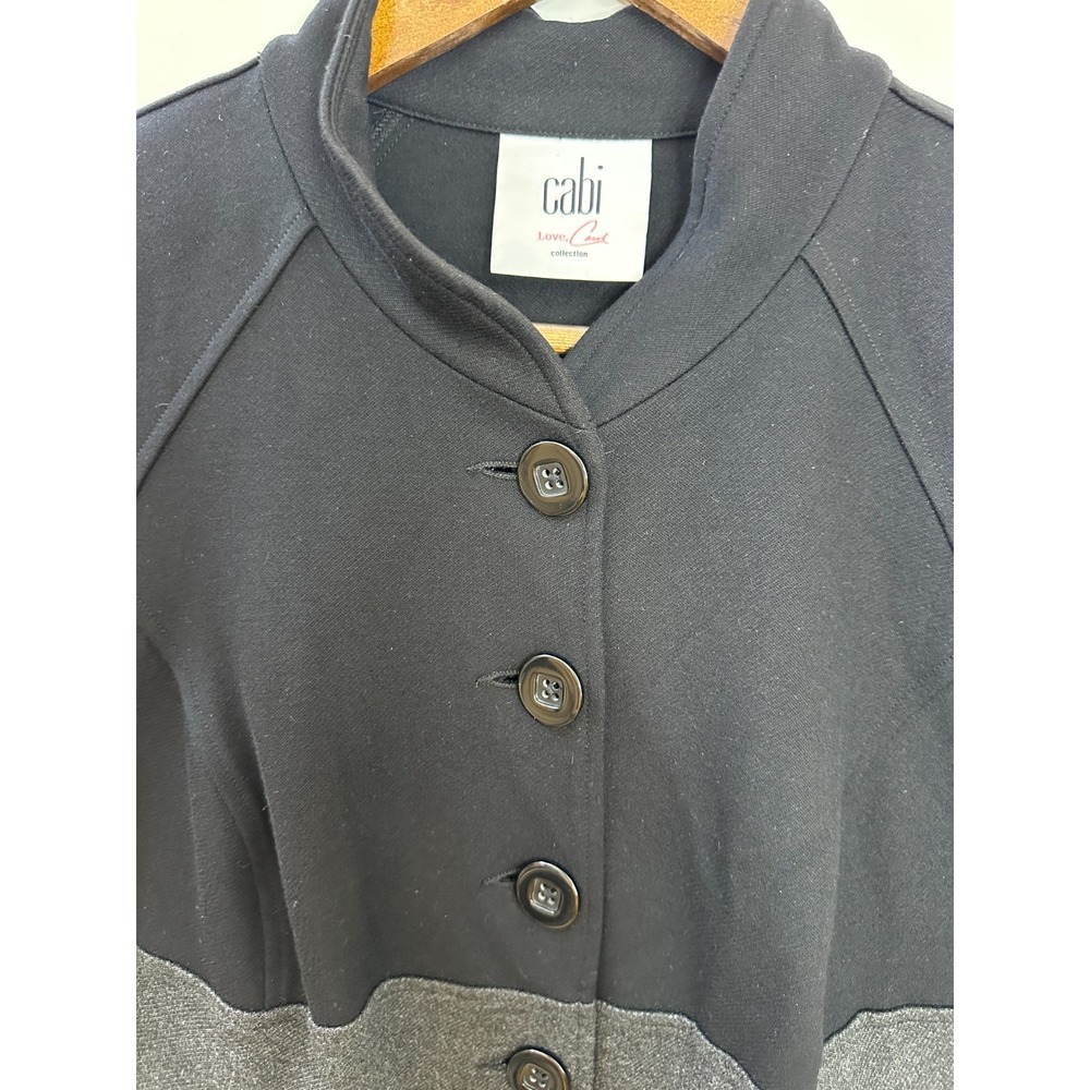 CAbi Convertible Jacket Style 3176 Black Gray Cropped Duster Size Small Button - Picture 4 of 11